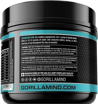 Gorilla Mode EAAs - Essential Amino Acids to Support Muscle Building, Enhanced Recovery, and Protein Synthesis/Use Before, During, or After Your Workout / 492 Grams (Cherry Blackout)