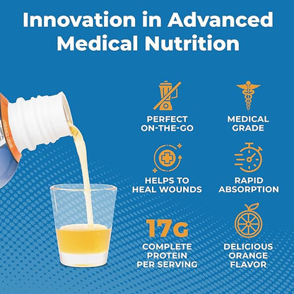 Liquid Collagen Protein Shot, 17g Clear Protein Nano-Hydrolyzed Grass Fed Collagen, 2g Arginine for Wound Support, Gluten Free, Sugar Free, 0g Carbs, Non GMO, Orange Creme, 30 fl oz Bottle