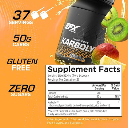 EFX Sports Karbolyn Fuel | Fast-Absorbing Carbohydrate Powder | Carb Load, Sustained Energy, Quick Recovery | Stimulant Free | 37 Servings (Tropical Storm)