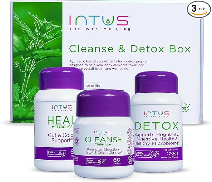 Intus Cleanse & Balance Box – 7 to 15 Day Ayurvedic Program for Digestive Health and Skin Vitality – Supports Gut Health and Overall Well-Being