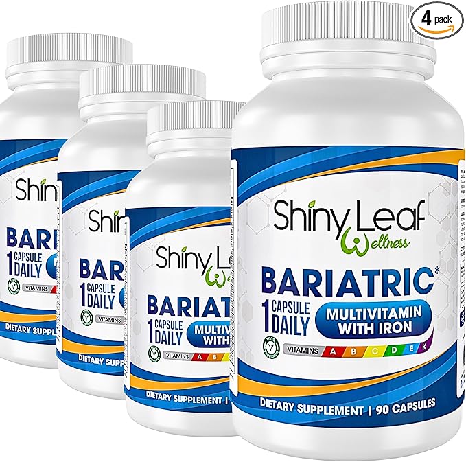Shiny Leaf Bariatric Multivitamin with Iron - 45mg Iron, 360 Capsules, Post WLS Support, for Gastric Sleeve, Bypass and Mini Bypass, High Potency Daily Vitamins, for Women and Men,1 Year Supply