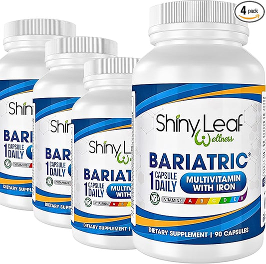 Shiny Leaf Bariatric Multivitamin with Iron - 45mg Iron, 360 Capsules, Post WLS Support, for Gastric Sleeve, Bypass and Mini Bypass, High Potency Daily Vitamins, for Women and Men,1 Year Supply