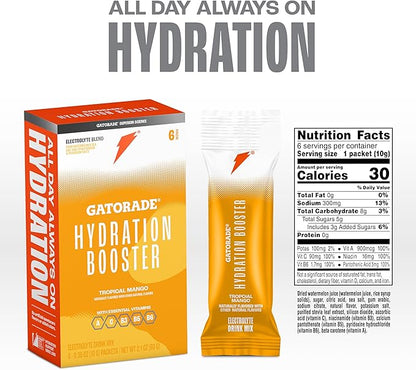 Gatorade Hydration Booster, Tropical Mango, Makes 20 Fl Oz (Pack of 6)