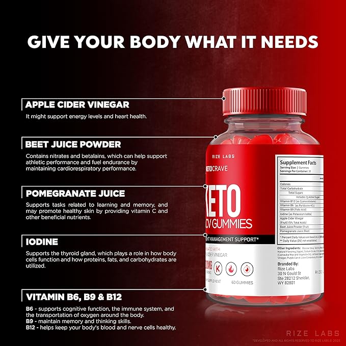 Keto Crave Gummies - Keto Crave ACV Gummies, Keto Crave for Advanced Weight Loss, Keto + ACV Gummy, Maximum Strength Supplement, KetoCrave Gomitas Reviews (60 Gummies)