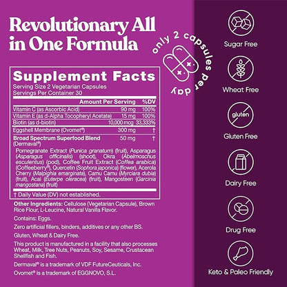 Move & Glow Collagen Pills for Women & Men – Vegetarian Multi-Collagen (Type I-V-X) with 9 Plant-based Superfoods for Skin Health & Joint Support – Biotin, Vitamin C, Vitamin E, 60 Vegetarian Capsules