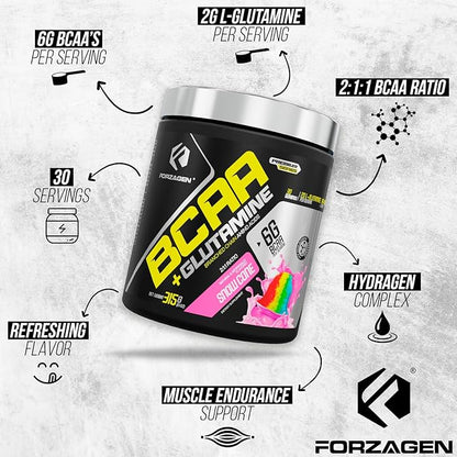 Forzagen BCAAS Amino Acids Powder with Glutamine BCAA Powder, Branched Chain Amino Acids Supplements Powder, BCAA Lean Energy Pre Workout - Post Workout Muscle Recovery Powder, 30 Servings