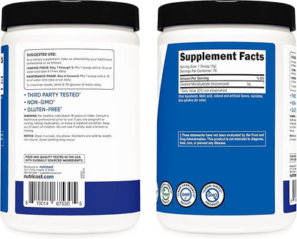 Nutricost Creatine Monohydrate Powder (Blue Raspberry), 500 Grams (1.1 LBS)