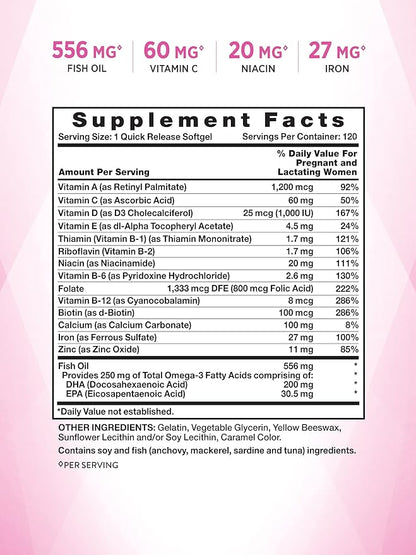 Nature's Truth Prenatal Vitamin for Women | 120 Softgels | Non-GMO & Gluten Free Multivitamin Supplement with DHA and Folic Acid