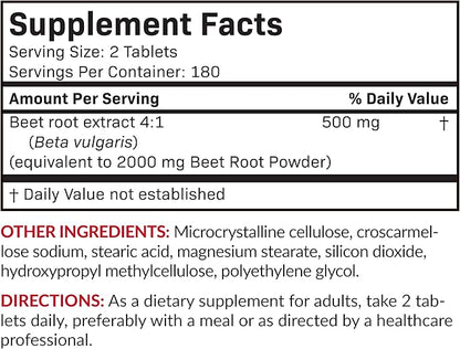 Futurebiotics Beet Root Extra Strength (Equivalent to 2000mg Beet Root per Serving from 500mg 4:1 Extract), Non-GMO, 360 Vegetarian Tablets