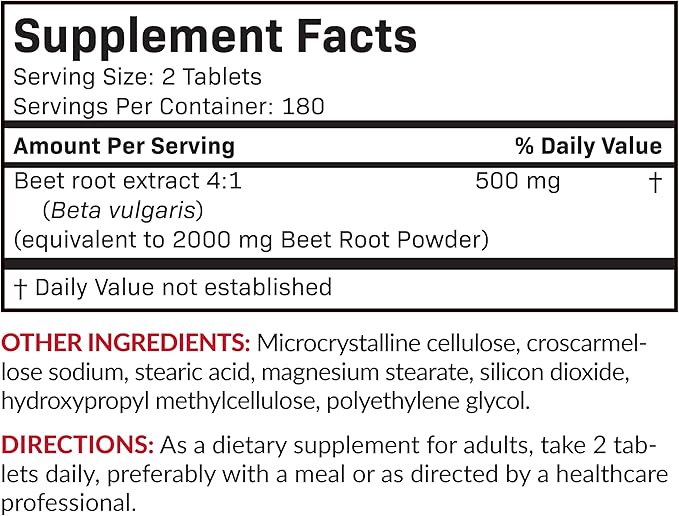 Futurebiotics Beet Root Extra Strength (Equivalent to 2000mg Beet Root per Serving from 500mg 4:1 Extract), Non-GMO, 360 Vegetarian Tablets