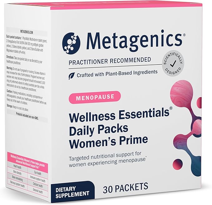 Metagenics Wellness Essentials Women's Prime - Menopause Support* - Daily Multivitamin Packets - Womens Multivitamins - Bone Density Support* - Omega-3 Fatty Acids - Non-GMO & Gluten Free - 30 Packets