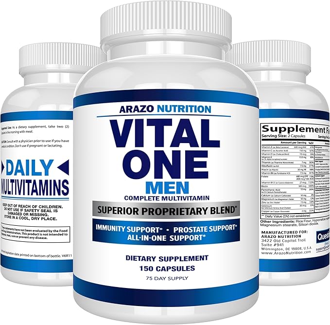 Arazo Nutrition Vital One Multivitamin for Men – Daily Wholefood Supplement - 150 Vegan