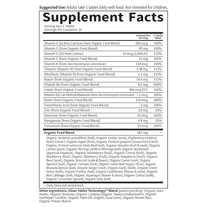 Garden of Life Organics Multivitamin for Men - Men's Once Daily Whole Food Vitamin Supplement Tablets, Vegan, 30 Count