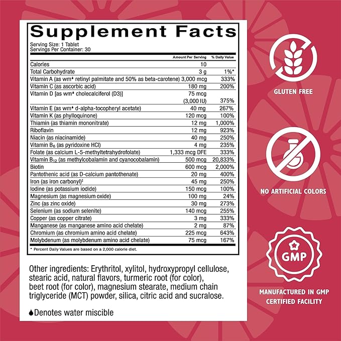 Celebrate Vitamins CelebrateONE 45 Chewables, 45mg Iron - One A Day Bariatric Multivitamin, Essential Vitamins & Minerals - Gastric Bypass & Sleeve Gastrectomy Supplement - Tropical (30 Tablets)