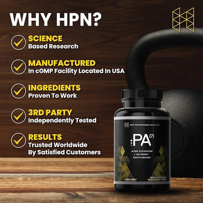 HPN PA(7) Phosphatidic Acid Muscle Builder Top Natural Muscle Builder - Boost mTOR | Build Mass and Strength from Your Workout | 30 Day Supply