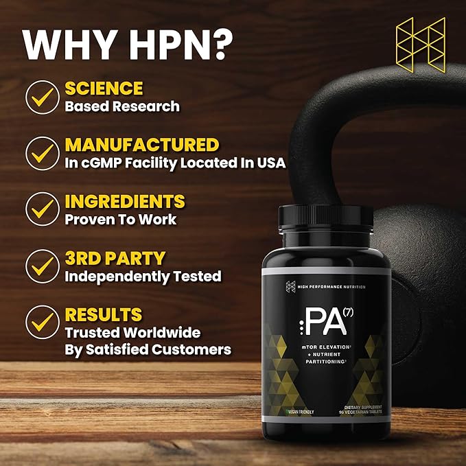 HPN PA(7) Phosphatidic Acid Muscle Builder Top Natural Muscle Builder - Boost mTOR | Build Mass and Strength from Your Workout | 30 Day Supply