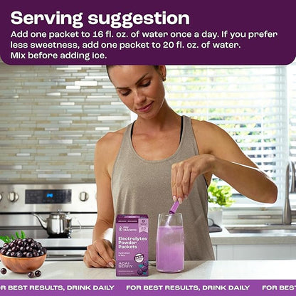 KEY NUTRIENTS Multivitamin Electrolytes Powder Packets - Delicious Acai Berry 20 Pack Hydration Packets - Travel Hydration Powder - No Sugar, No Calories, Gluten Free - Made in USA