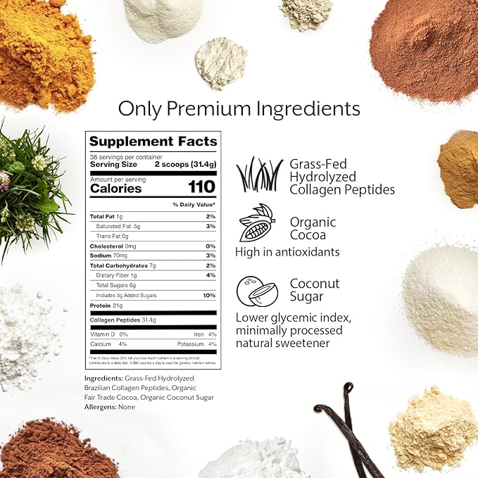 Promix Collagen Peptides, Chocolate, 2.5lb Bulk - Hydrolyzed Collagen Protein Promotes Healthy Skin, Bones, Joints & Recovery Support - Add to Shakes, Smoothies, Beverages & Baking recipes