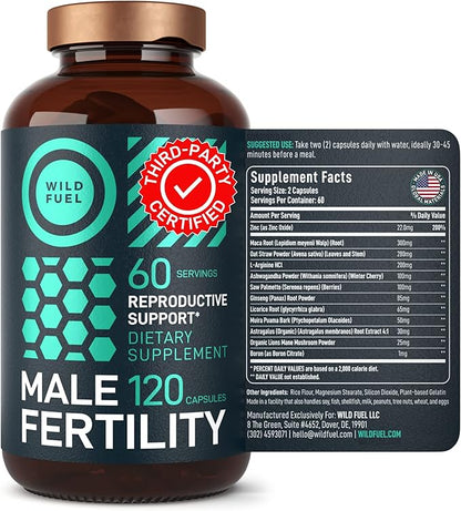Fertility Supplements For Men Prenatal Vitamin - Maca Root, Ashwagandha, L Arginine, Zinc, Plus Naturals Conception Men Fertility Vitamins and Male Fertility Support Supplements - 120Caps for 2 Months