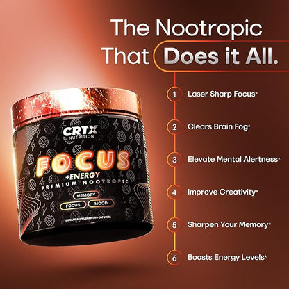 Nootropic Brain Supplements for Memory and Focus Supplement - Ultra Premium Memory Supplement for Brain 14-in-1 Brain Energy Blend - Nootropics Cognitive Supplement Brain Fog, Energy and Focus - 90ct