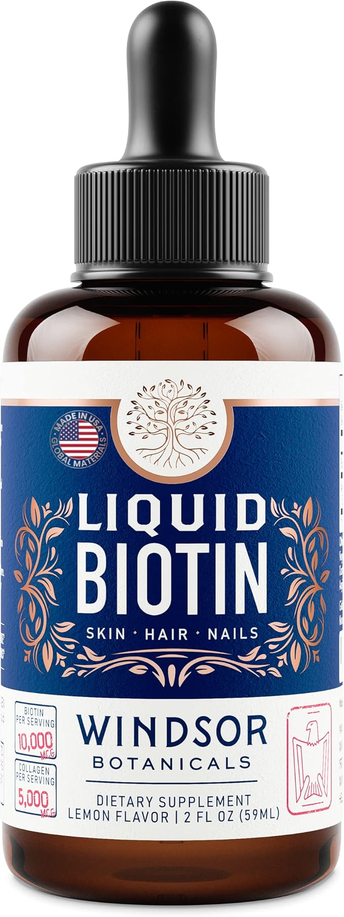 Liquid Biotin for Hair Growth Collagen - Biotin Liquid 10,000mcg Collagen 5,000mcg Extra Strength Liquid - Liquid Collagen and Biotin Drops for Hair Growth - Biotin and Collagen Drops for Women - 2oz