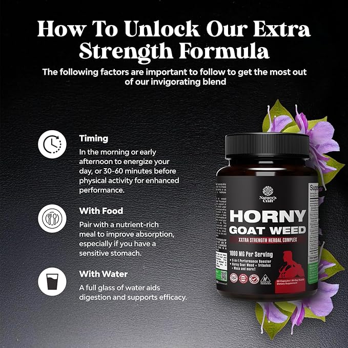 Horny Goat Weed Extract Complex - Invigorating Blend with Tribulus Saw Palmetto L Arginine and Tongkat Ali Extract and Maca Root for Men and Women for Enhanced Energy and Stamina - 30 Servings
