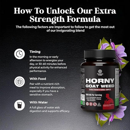 Horny Goat Weed Extract Complex - Invigorating Blend with Tribulus Saw Palmetto L Arginine and Tongkat Ali Extract and Maca Root for Men and Women for Enhanced Energy and Stamina - 30 Servings