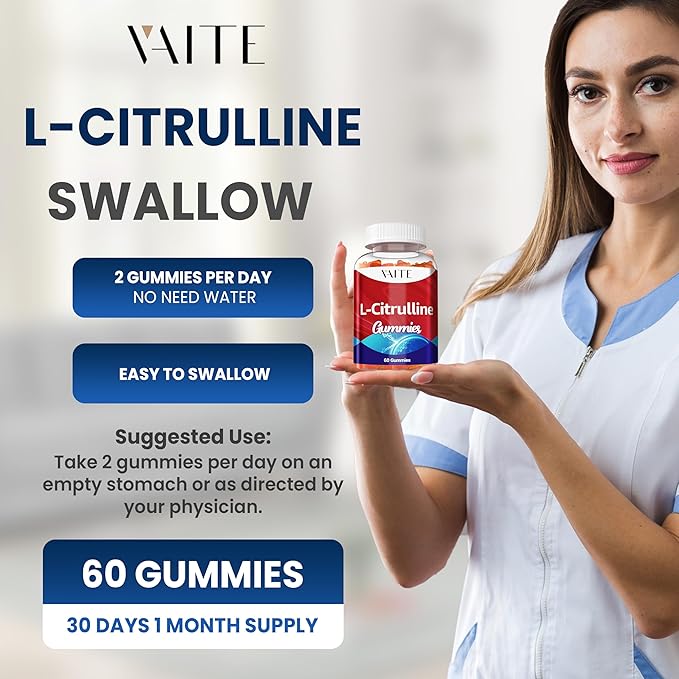 L Citrulline Gummies for Men - Powerful Vasodilator with Calcium, 1600mg per Serving, Extra Strength, Boosts Nitroxyl and Nitric Oxide Production, Supports Energy and Endurance, 60 Chewable Gummy
