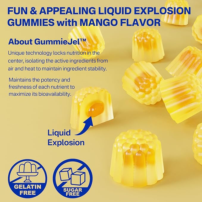 Vegan Omega-3 Gummies 1000mg + Turmeric - Omega 3 Fish Oil Alternative for Adults - Algae Omega DHA 600mg & EPA 300mg, Vitamins A, C, E, Zinc & MSM - Mobility, Immune, Eye & Brain, Sugar Free, 60 Cts