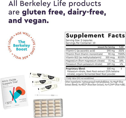 Berkeley Life Professional - Nitric Oxide Booster & Test Strips - 20 Day Capsules and 4 Test Strips - Trial Pack