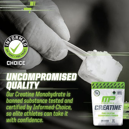MusclePharm Essentials Creatine Monohydrate Powder, Pre Workout Muscle Builder & Post Workout Muscle Recovery Supplement, Ultra-Pure 100% Monohydrate Creatine Powder, 60 Servings, Unflavored