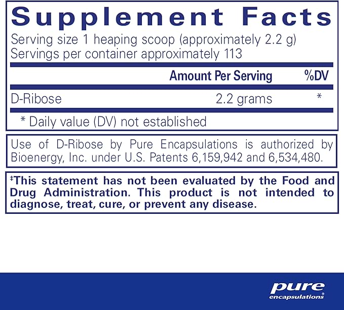 Pure Encapsulations Ribose | Hypoallergenic Supplement with Rapid Energy Repletion for Intense Exercise | 8.8 Ounces