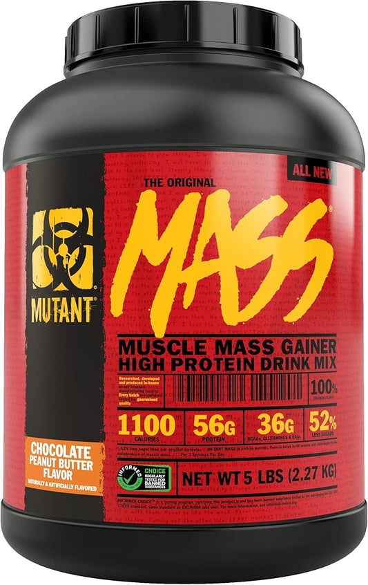 Mutant Mass Weight Gainer Protein Powder - Mass Builder for Bulking and Lean Mass Gainer, The Weight Gainer Men Need to Bulk up – 5 Pound – Chocolate Peanut Butter