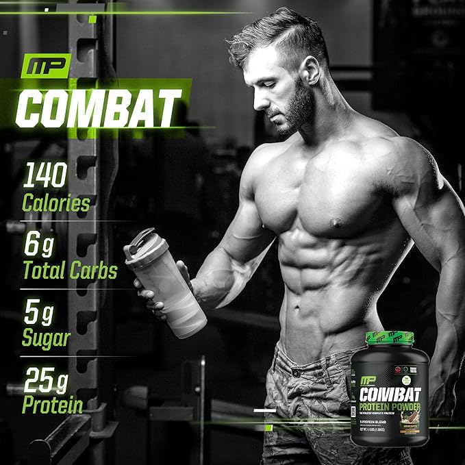 Muscle Pharm Combat Protein Powder, Horchata Flavor, Fuels Muscles for Productive Workouts, 5 Protein Sources Including Whey Protein Isolate & Egg Albumin, Gluten Free, 4 lb, 52 Servings