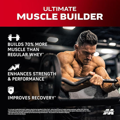 Muscletech Whey Protein Powder (Vanilla Cream, 4 Pound) - Nitro-Tech Muscle Building Formula with Whey Protein Isolate & Peptides - 30g of Protein, 3g of Creatine & 6.6g of BCAA