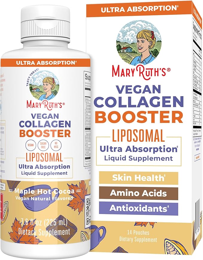 MaryRuth Organics Collagen Booster Liposomal, Sugar Free, Liquid Collagen Booster with Vitamin C, Vitamin E, Zinc, Copper & Silica, Skin Care & Joint Support Supplement, Vegan, Non-GMO, 7.6 Fl Oz