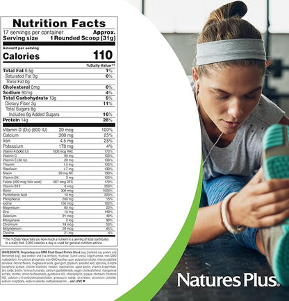 Natures Plus SPIRU-TEIN - Chocolate Peanut Butter - 1.2 lbs, Spirulina Protein Powder - 17 Servings