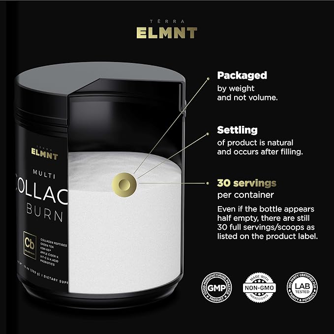 ELMNT Super Collagen Powder for Women Weight Loss + Beauty w. Probiotics, Hyaluronic Acid, ACV, KSM-66, Biotin - Premium Multi Collagen Peptides Protein Supplement Colageno for Women (Unflavored)