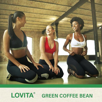 Lovita Green Coffee Bean Extract: Natural Antioxidant, High Potency - 1600mg Equivalent, 50% Chlorogenic Acid, Vegan-Friendly Dietary Supplement - 60 Capsules (Pack of 3)