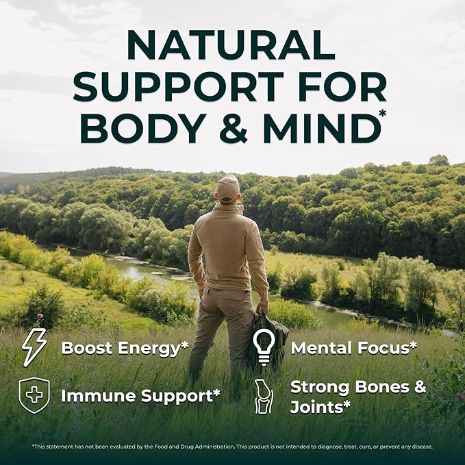 Grass Fed Beef Liver Capsules w/ Lions Mane for Energy, Focus & Memory | Grassfed Beef Liver Supplement Supports Full Body Wellness | Beef Organs Supplement for Men - Freeze Dried | 30 Serving-120 Cnt