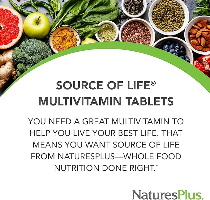 Natures Plus Source of Life - 180 Tablets, Pack of 3 - Multi-Vitamin & Mineral Supplement - Supports Natural Energy & Overall Well-Being - Gluten Free, Vegetarian - 180 Total Servings