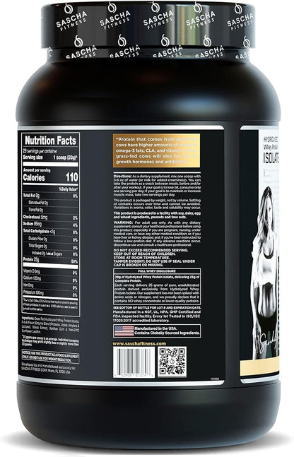SASCHA FITNESS Hydrolyzed Whey Protein Isolate,100% Grass-Fed (2.11 Pounds) (Caramel Flavor)