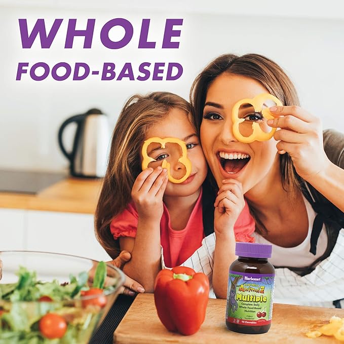 Bluebonnet RainForest Animalz Multiple Complete Daily WholeFood Based Supplement Blend Multivitamin & Essential Minerals for Immune Health & Nutrient Support - Gluten-Free - 90 Cherry Chewable Tablets