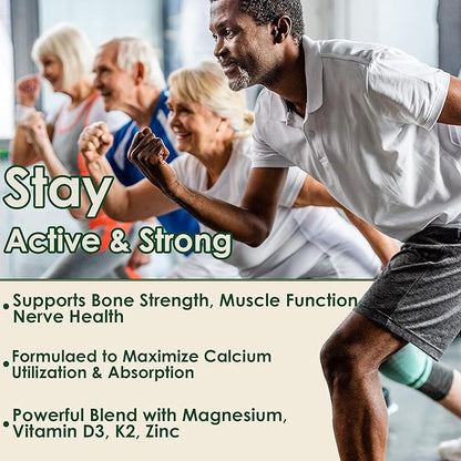 Plant Based Calcium Supplement 600mg with Vitamin D3 K2, Zinc for Bone Strength, Sustainably Sourced Algae Calcium Magnesium 2:1 Ratio, Sugar Free Calcium Gummies 70+ Trace Minerals, Vegan, 60 Counts