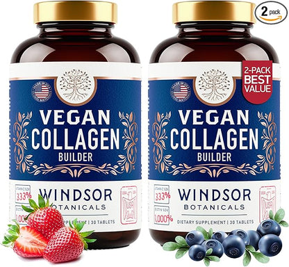 Plant-Based Collagen Booster - Vegan Collagen Supplements for Women and Men Smooth Wrinkles, Strengthen Skin, Hair, Nails, and Joints - 2-Pack - 60 Non-GMO, Gluten-Free Vegetarian Collagen Pills
