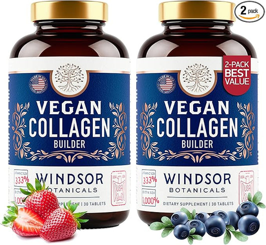Plant-Based Collagen Booster - Vegan Collagen Supplements for Women and Men Smooth Wrinkles, Strengthen Skin, Hair, Nails, and Joints - 2-Pack - 60 Non-GMO, Gluten-Free Vegetarian Collagen Pills