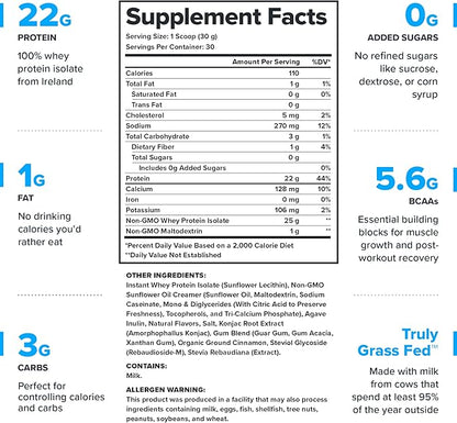 LEGION Whey+ Whey Isolate Protein Powder from Grass Fed Cows - Low Carb, Low Calorie, Non-GMO, Lactose Free, Gluten Free, Sugar Free, All Natural Whey Protein Isolate, 30 Servings (Banana Bread)