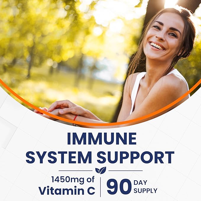 Liposomal Vitamin C 1450mg - 180 Capsules Ultra Absorption Ascorbic Acid VIT C Supports Immune System Fat Soluble Antioxidant & Collagen Booster Compare to Vitamin C 1000mg or 500mg Non-GMO Vegan