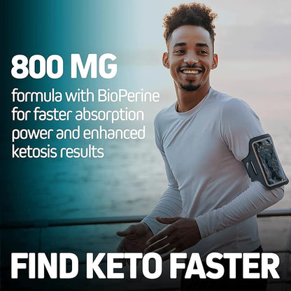 Herbtonics High Strength Keto Capsules with Bioperine for Enhanced Absorption – Gluten-Free BHB Salts for Ketosis, Fasting, and GLP-1 Support. Boosts Energy & Focus. 60 Vegan Capsules