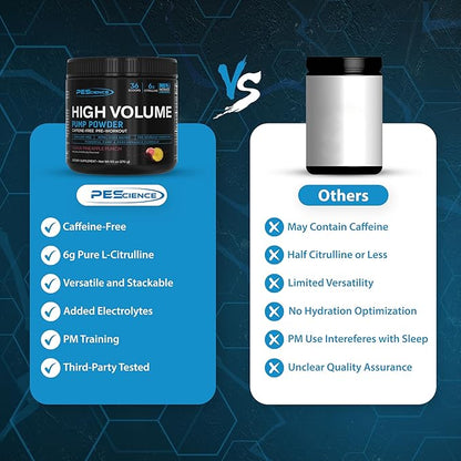 PEScience High Volume Nitric Oxide Booster Pump Pre Workout Powder, Guava Pineapple Punch, 36 Scoops, Caffeine Free